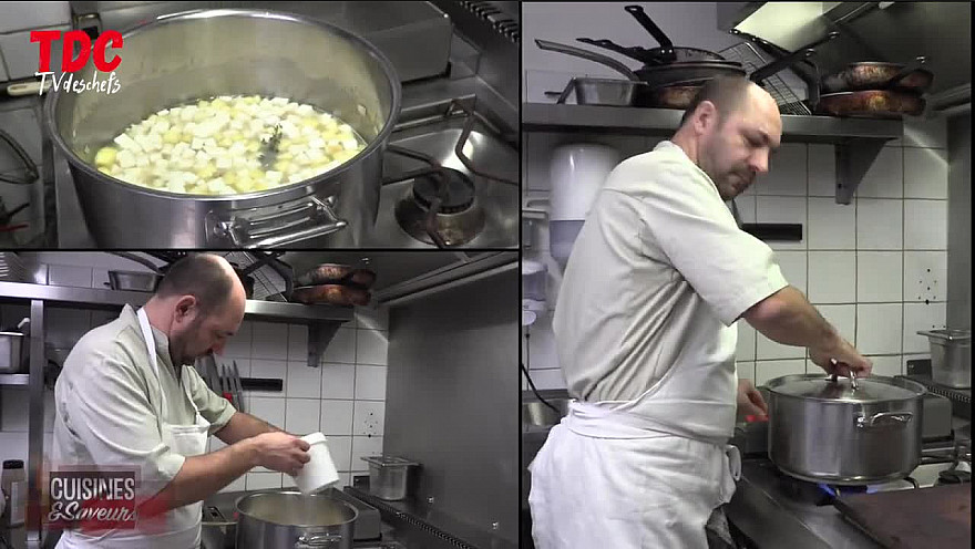 Acteurs Locaux - Seine-Maritime - Recette : velouté de Saint-Jacques, crème de châtaigne, de pomme et de céleri par Xavier Herichez 